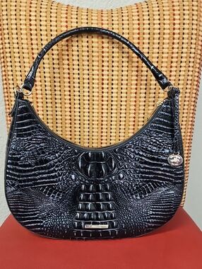 Brahmin Black Croc-Embossed Shoulder Bag - Women